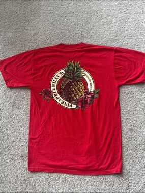Pineapple Willy's Women’s Red Graphic Tee with Tropical Pineapple!